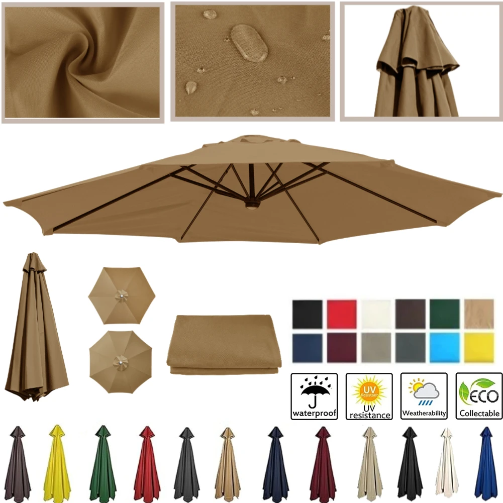 Umbrella Replacement Canopy Suit 6/8 Ribs Outdoor Patio Awning Umbrella Sunshade Cover Waterproof Cloth Market Parasol Cover