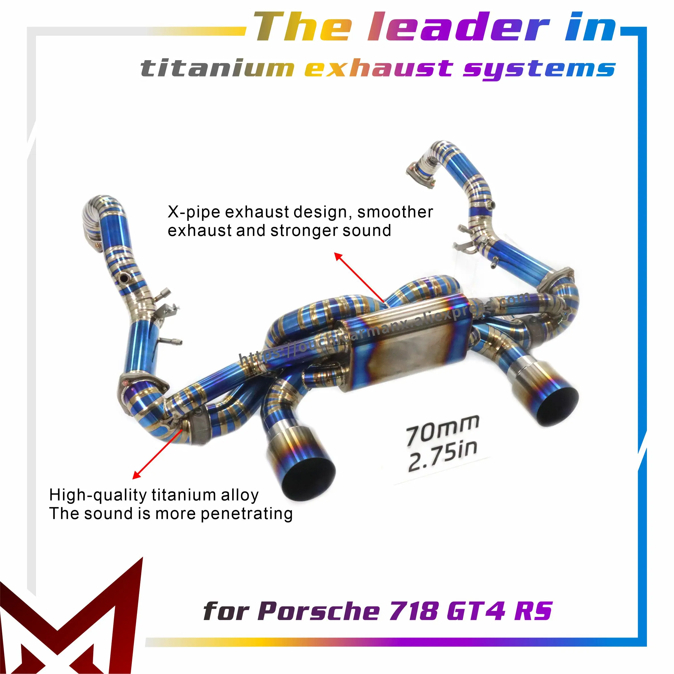 

MANX Catback for Porsche 718 GT4 RS Downpipe Ti Exhaust system with Catalytic Converter High performance Vacuum valve