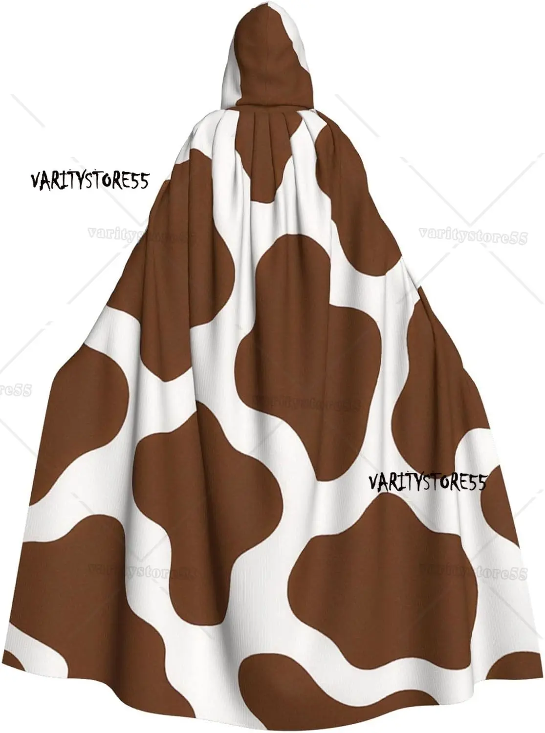 

Brown Cow Print Adult Witch Hooded Cape Halloween Costume Hooded Cloak