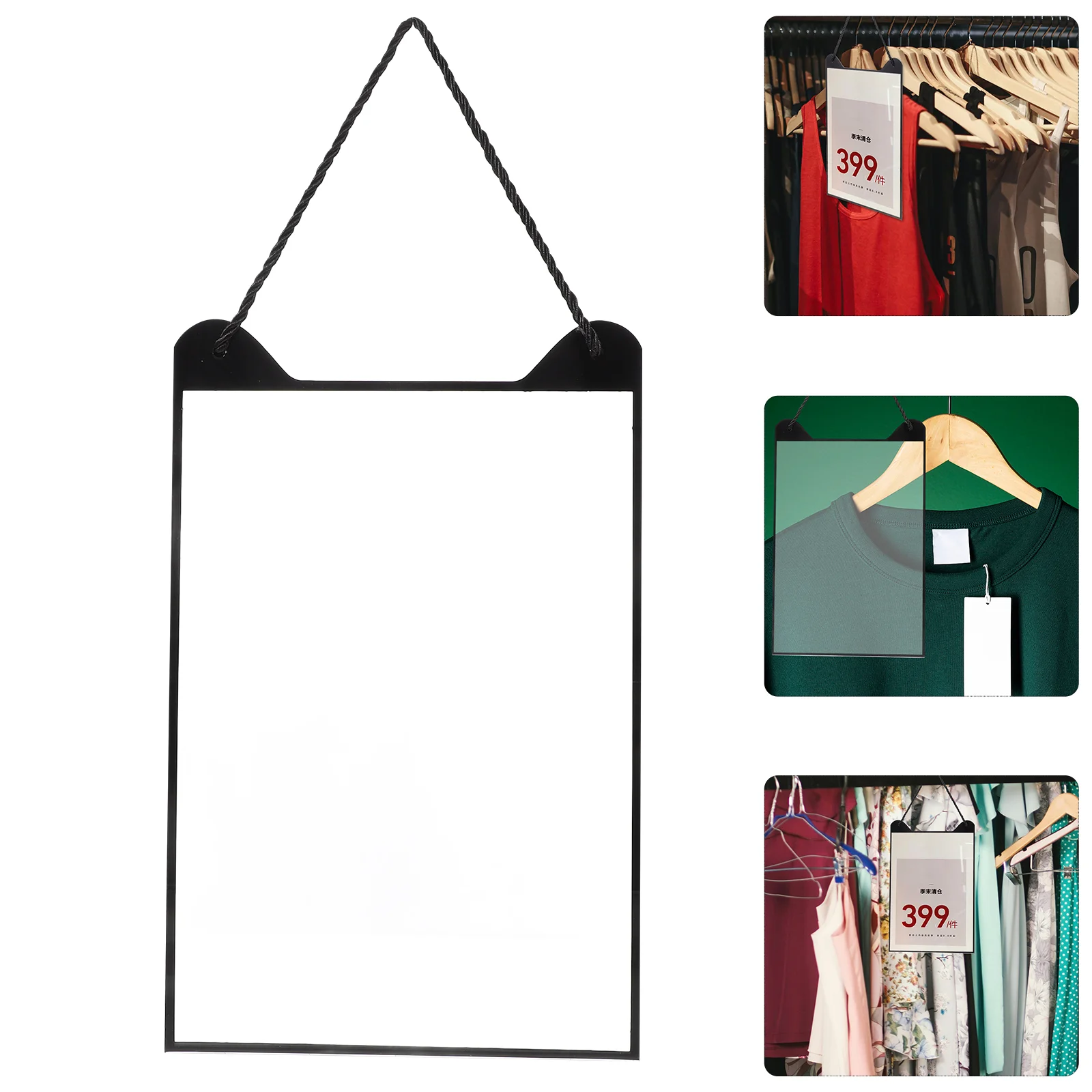 

Clothing Store Price Tag Hanging Sign Holder Small Prices Label Display Acrylic for Shop