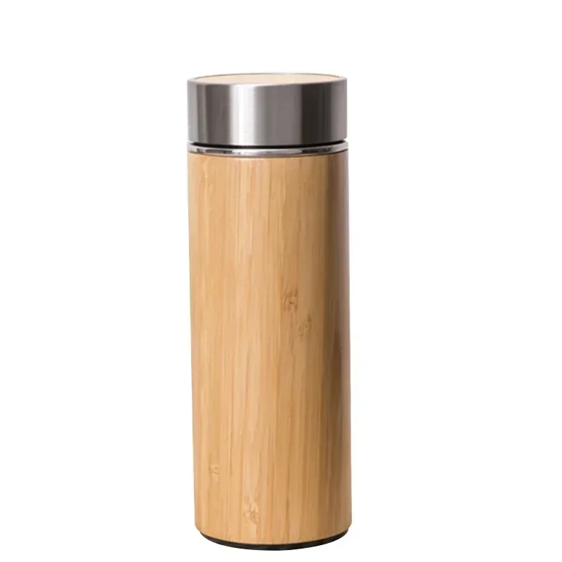 600ml double wall bamboo tumbler with stainless steel tea infuser bamboo water bottle