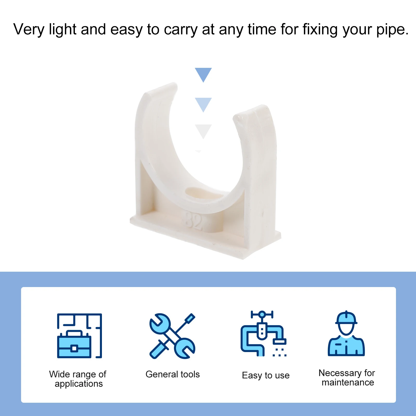 50pcs PVC Pipe Clamps U-Shaped 20mm Water Pipe Fixing Buckle Durable Wear Resistant Practical Mounting Hardware