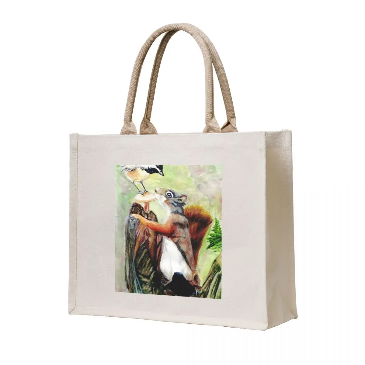 

Squirrel and Chickadee Tote Bag Cloth bags Reusable bags canvas bags Customizable tote bag