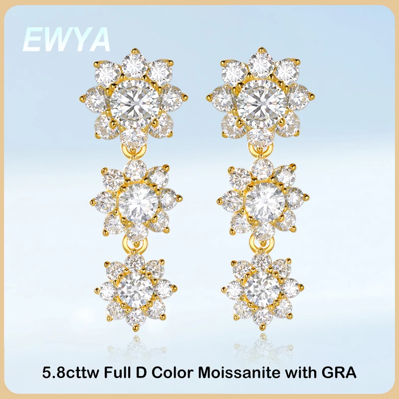 ewya-luxury-sunflower-28-58cttw-full-d-color-moissanite-drop-earrings-for-women-s925-gra-certified-diamond-tassel-earring-gift