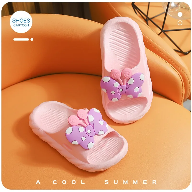 

Girls Bow Slippers Children for Girls Summer Princess Shoes Non-slip Soft Bottom Indoor Slides Lovely Slippers Beach Slippers