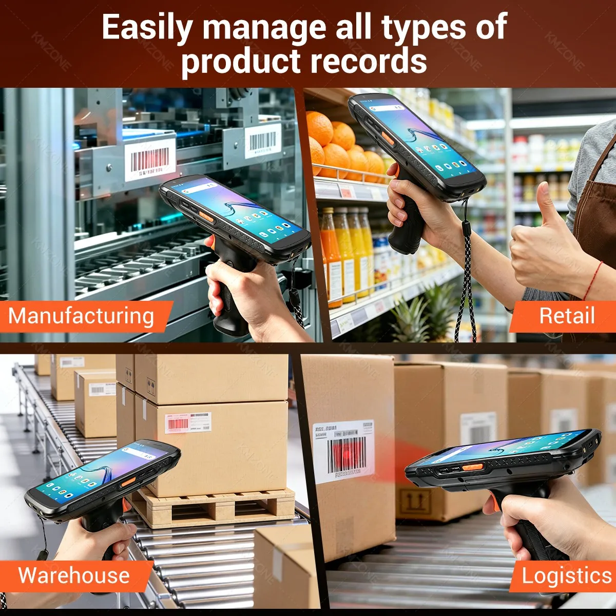 6 inch Android 15 PDA with Grip Handheld Terminal Wireless Bluetooth 2D Barcode Scanner Reader 9000mAh Battery 4G64G Instury PDA