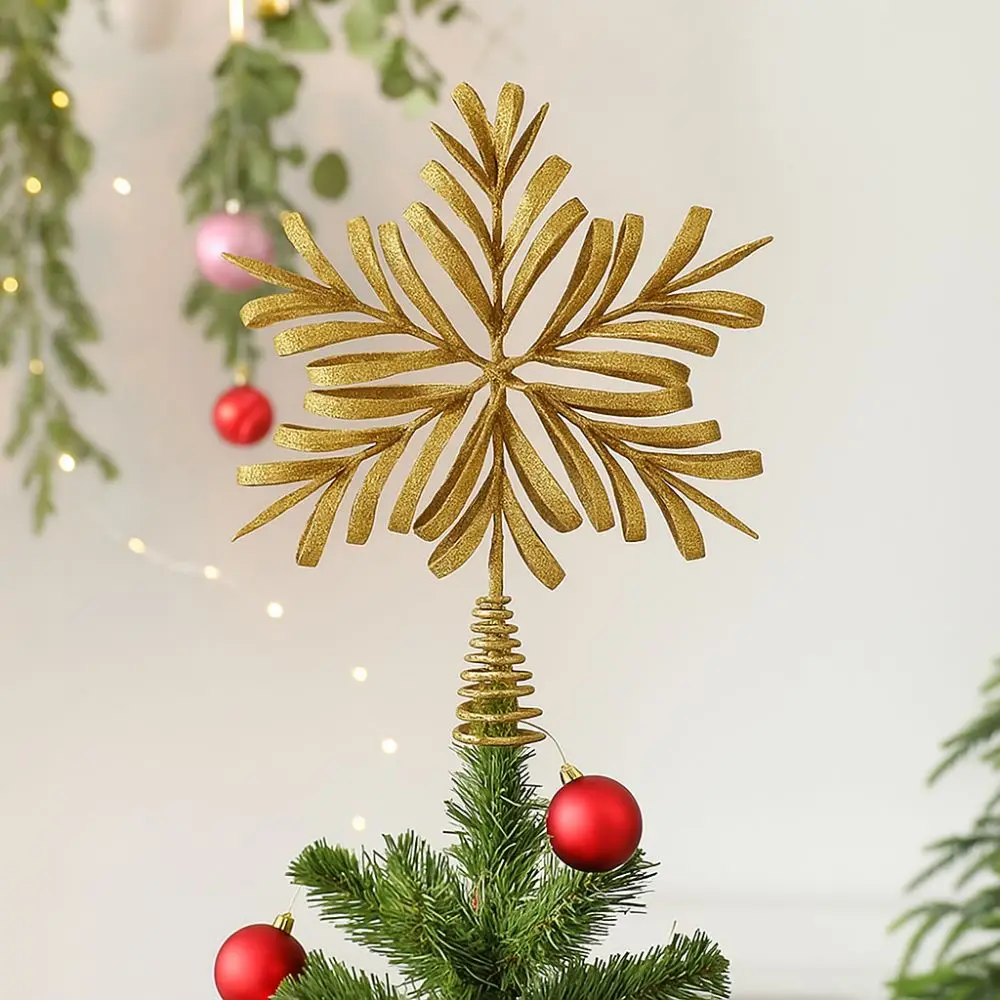 

Gold Glitter Christmas Tree Topper Star Iron Sparkling Christmas Topper Decor Reusable Xmas Tree Ornament Christmas Tree
