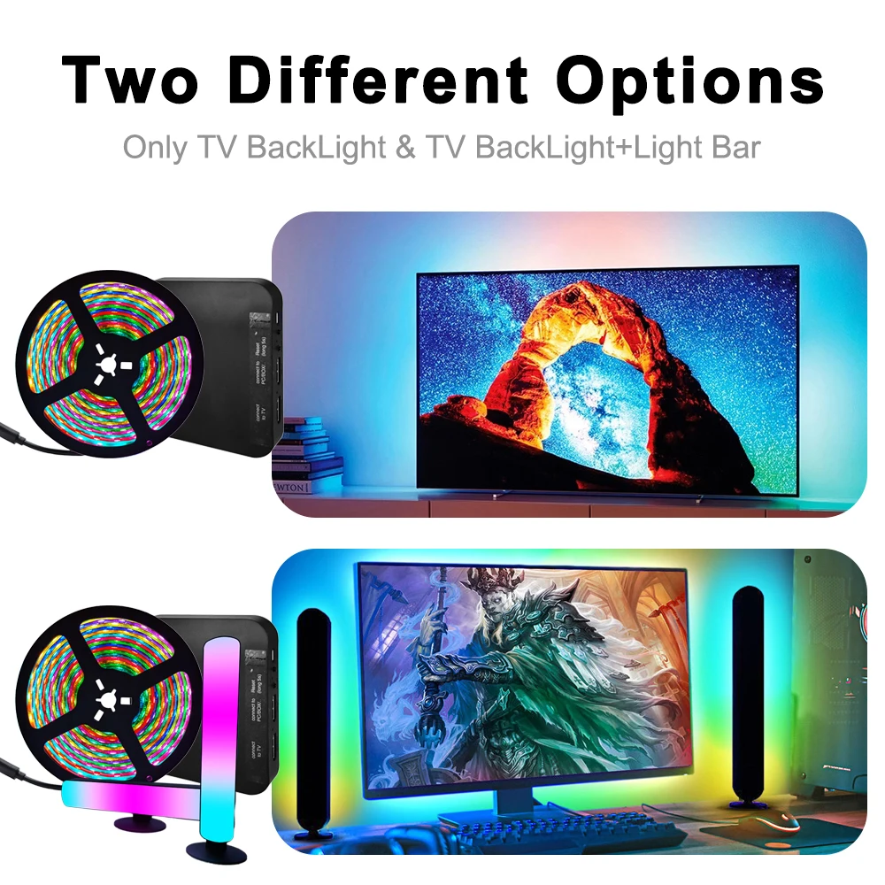 Smart Ambient TV Led Backlight HDMI 2.0 Device Sync Box Addressable WS2811 PC Monitor RGB Strip Light Kit For TV Video PS4 XBOX