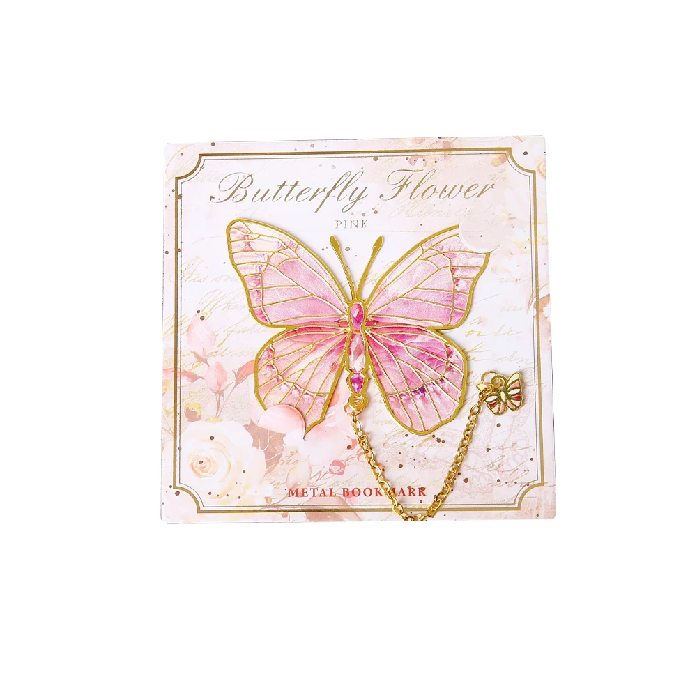 1 Pc Cute Butterfly Metal Bookmark Colorful Bronzing Bookmark With Chain Gifts For Book Lovers Readers Writers Friends Adults