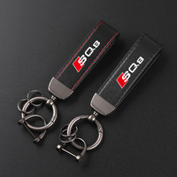 Deluxe Leather Keychain with Car Badge Keychain Pendant For AUDI SQ8