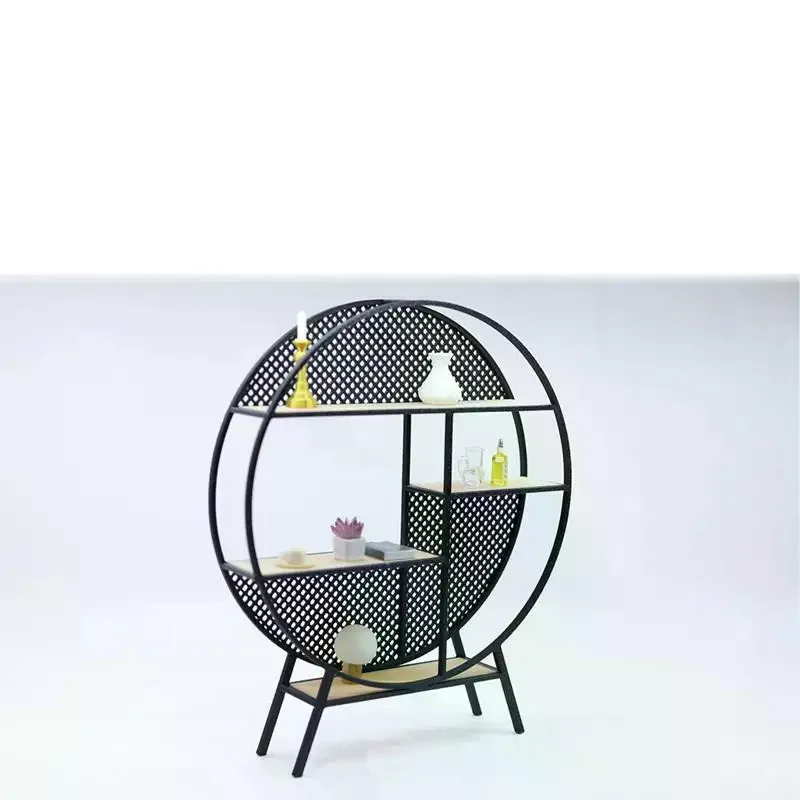 Estante de almacenamiento redondo de estilo chino en miniatura para casa de muñecas, modelo de muebles, accesorios para decoración de casa de muñecas, juguetes para juego de imitación, regalo, 1:12