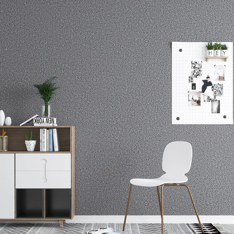 

Простые серые льняные обои в рулоне для спальни, гостиной, нетканые обои с текстурой травы, японский ресторан, домашний декор Обо