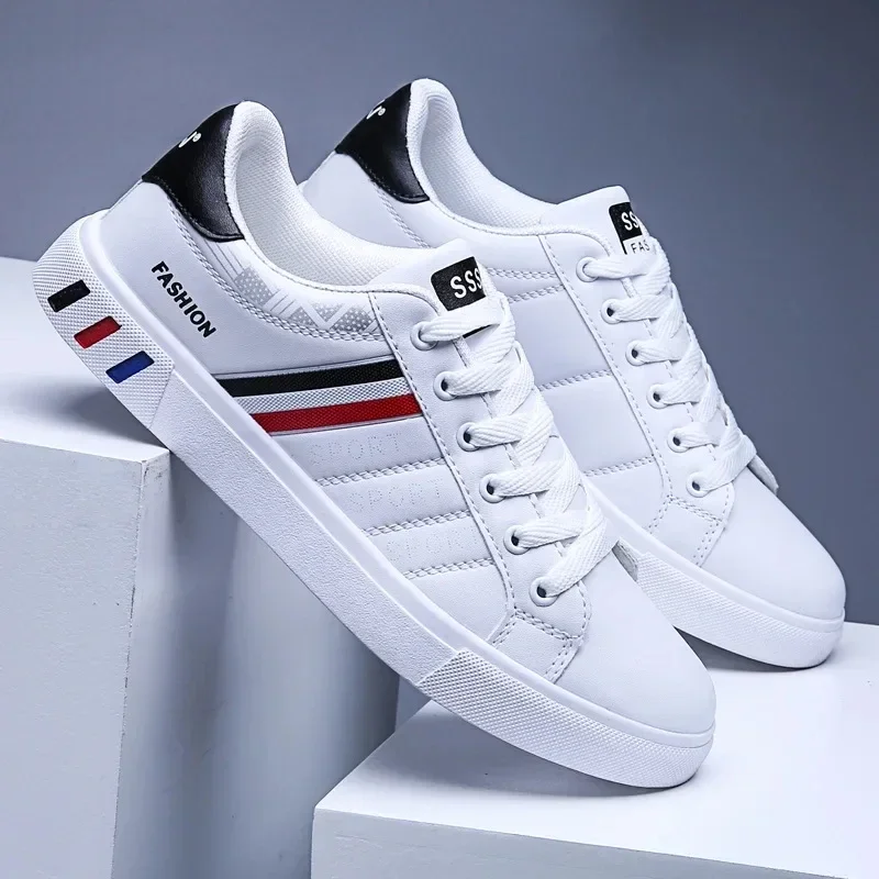 Plus Size 48 Men Casual Shoes 2024 New Fashion White Sneakers Comfortable Leather Flat Vulcanized Shoes for Men Tenis Masculino