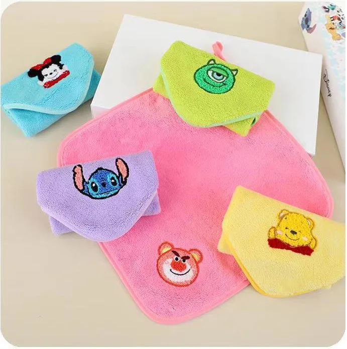 Miniso スクエアタオル タオル刺繍漫画コーラルベルベット子供用タオル吸水性ソフト速乾性フェイスワイプハンドタオル