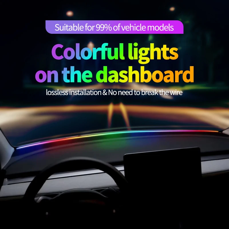 

Universal Front Windshield LED Atmosphere Light USB App Remote Control Colorful Light for Car Ambient Light personalized design