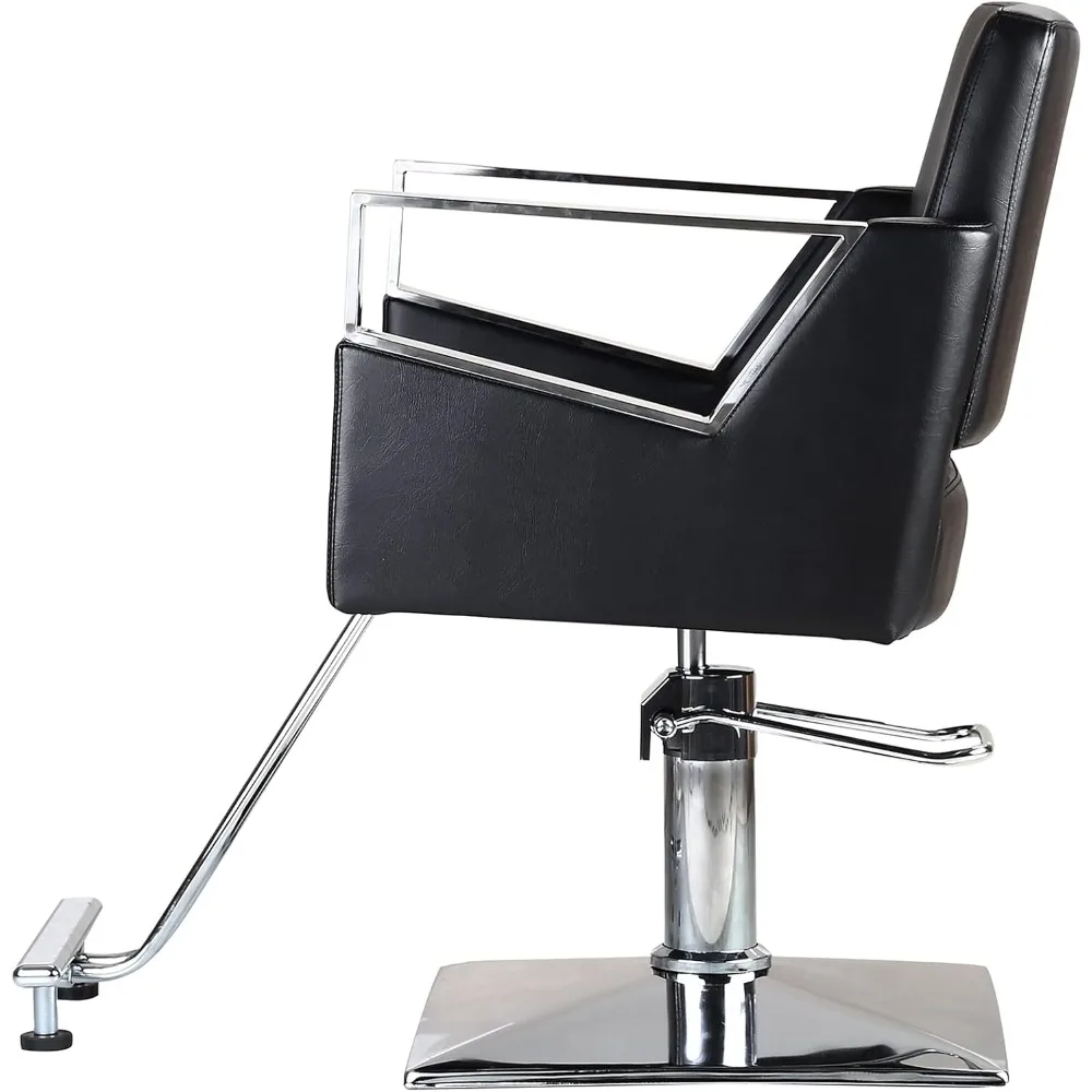 كرسي صالون الحلاقة كرسي تصفيف الشعر كرسي الصالون قاعدة مربعة سوداء #4