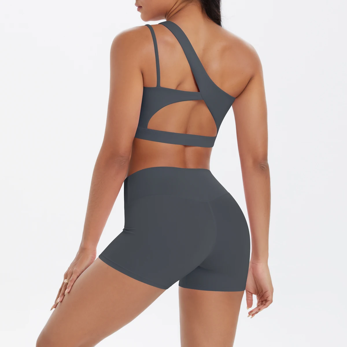 Yoga Anzug Sport Set Gym Sport Crop Tops Einfarbig Nylon Yoga Bh Laufen Radfahren Sport Gym Workout Yoga Shorts – Detail 28