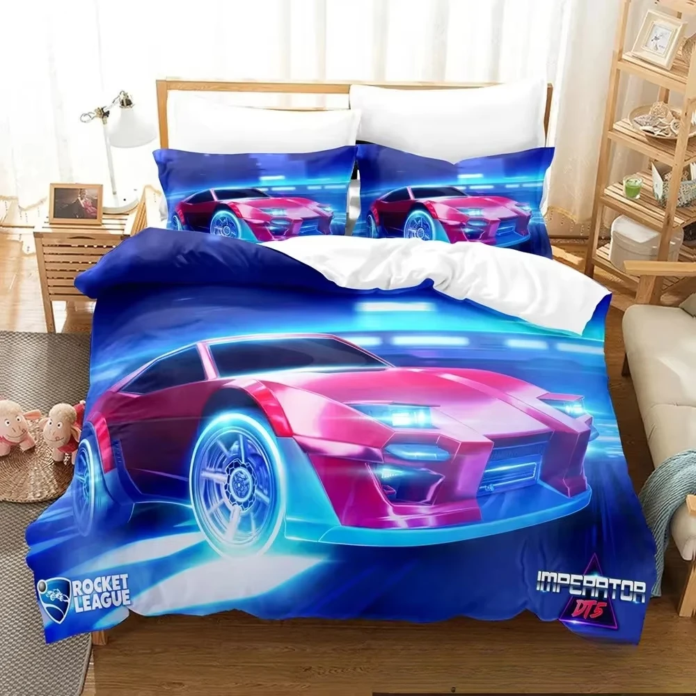 

3D Print Rocket Game League Bedding Set Boys Girls Twin Queen King Size Duvet Cover Pillowcase Bed boys Adult Home Textileextile