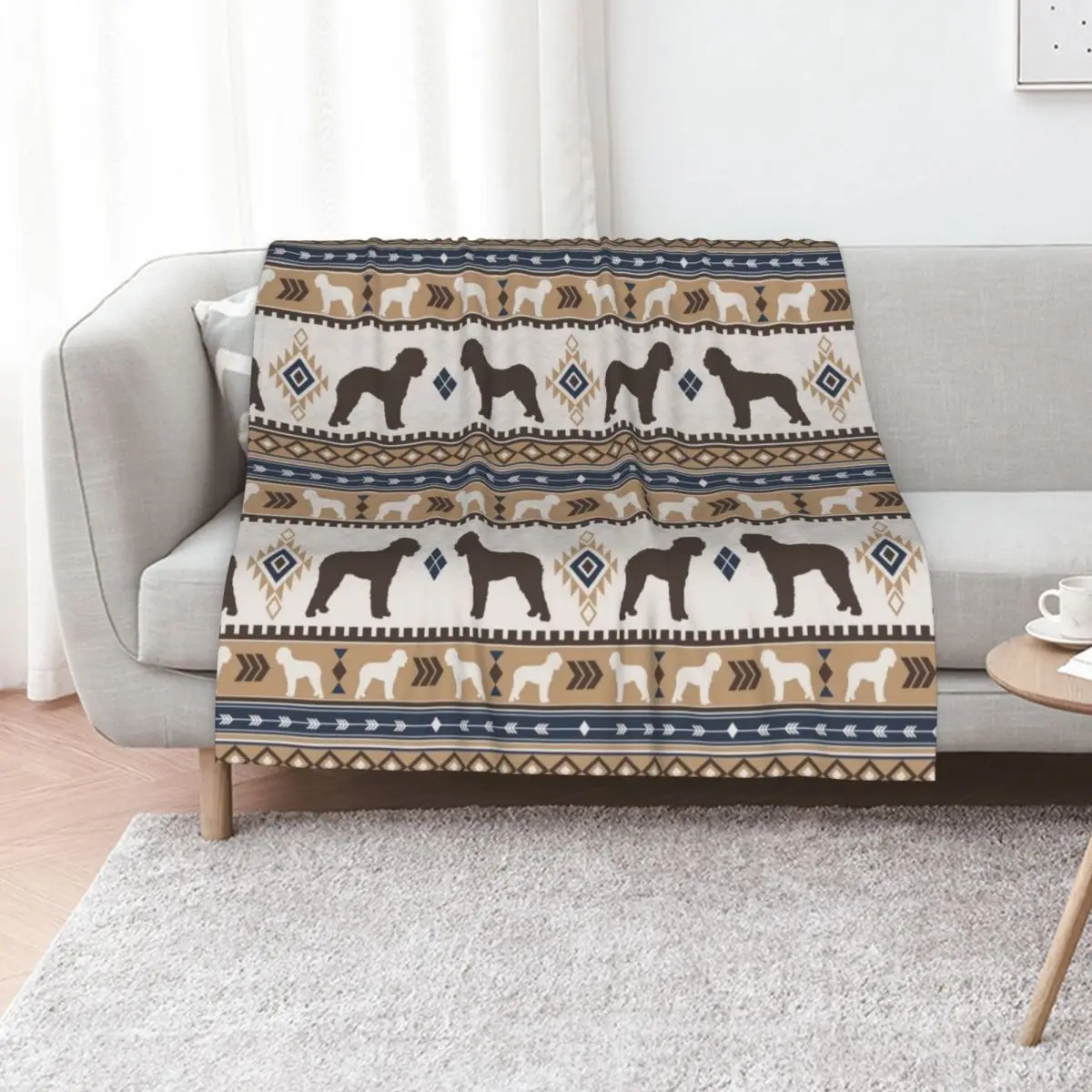 Boho dogs | Lagotto romagnolo tan Throw Blanket bed plaid Nap Custom Luxury Brand Furry Blankets