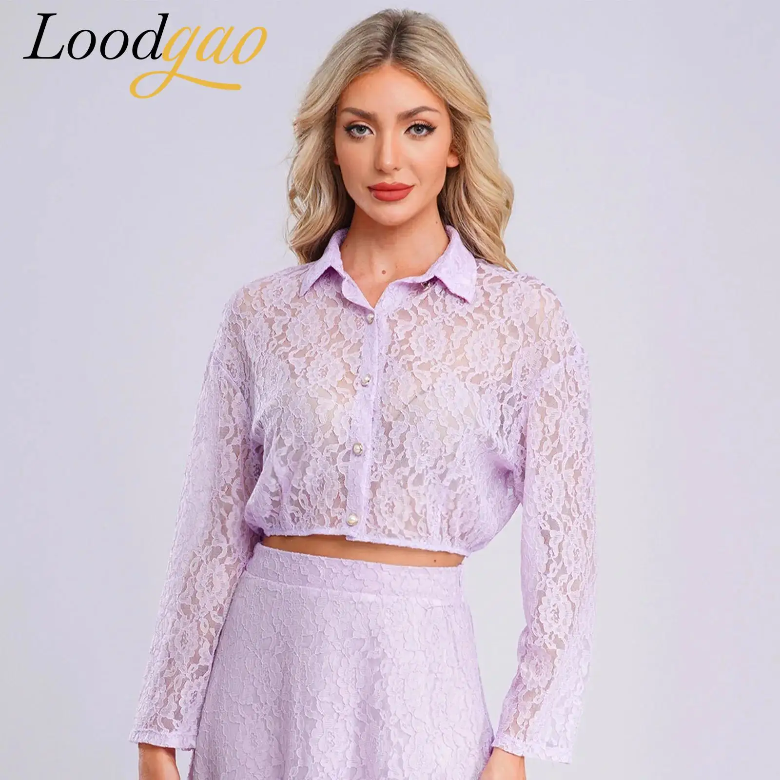 

Женские рубашки с лацканами, вечерние топы, рубашка с длинным рукавом и пуговицами спереди, лоскутная модная одежда для банкетов, кружевная блузка с цветочным принтом, топ