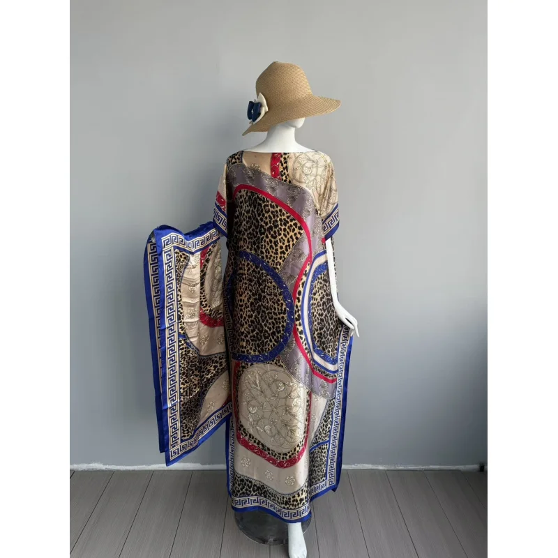 

Summer New Fashion African Dresses For Women Elegant Printed Silk Muslim Lady Long Hijab Kaftan Dress Oversize Kuwait Abaya 2025