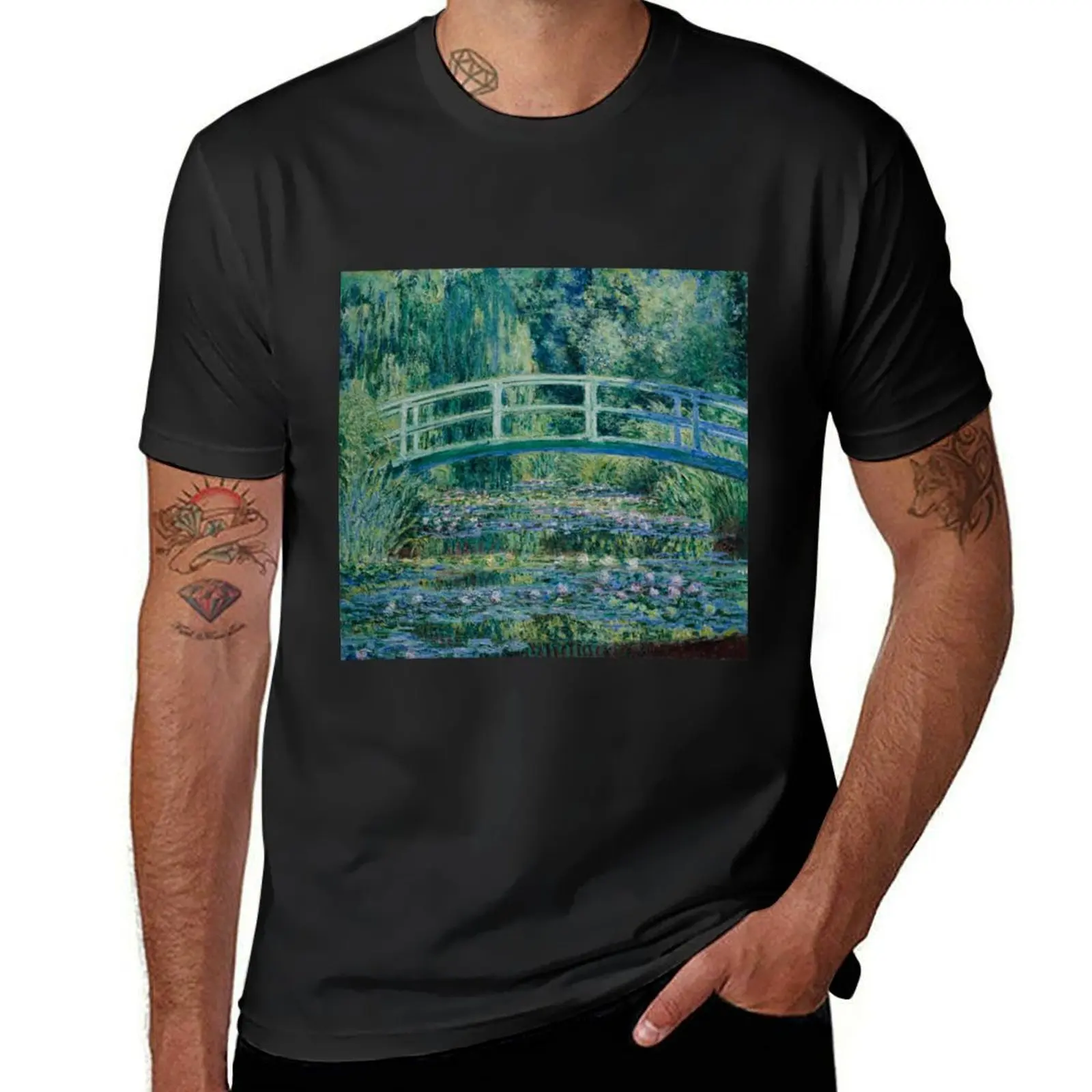 Claude Monet - Water Lilies and Japanese Bridge T-Shirt plain summer tops mens champion t shirts