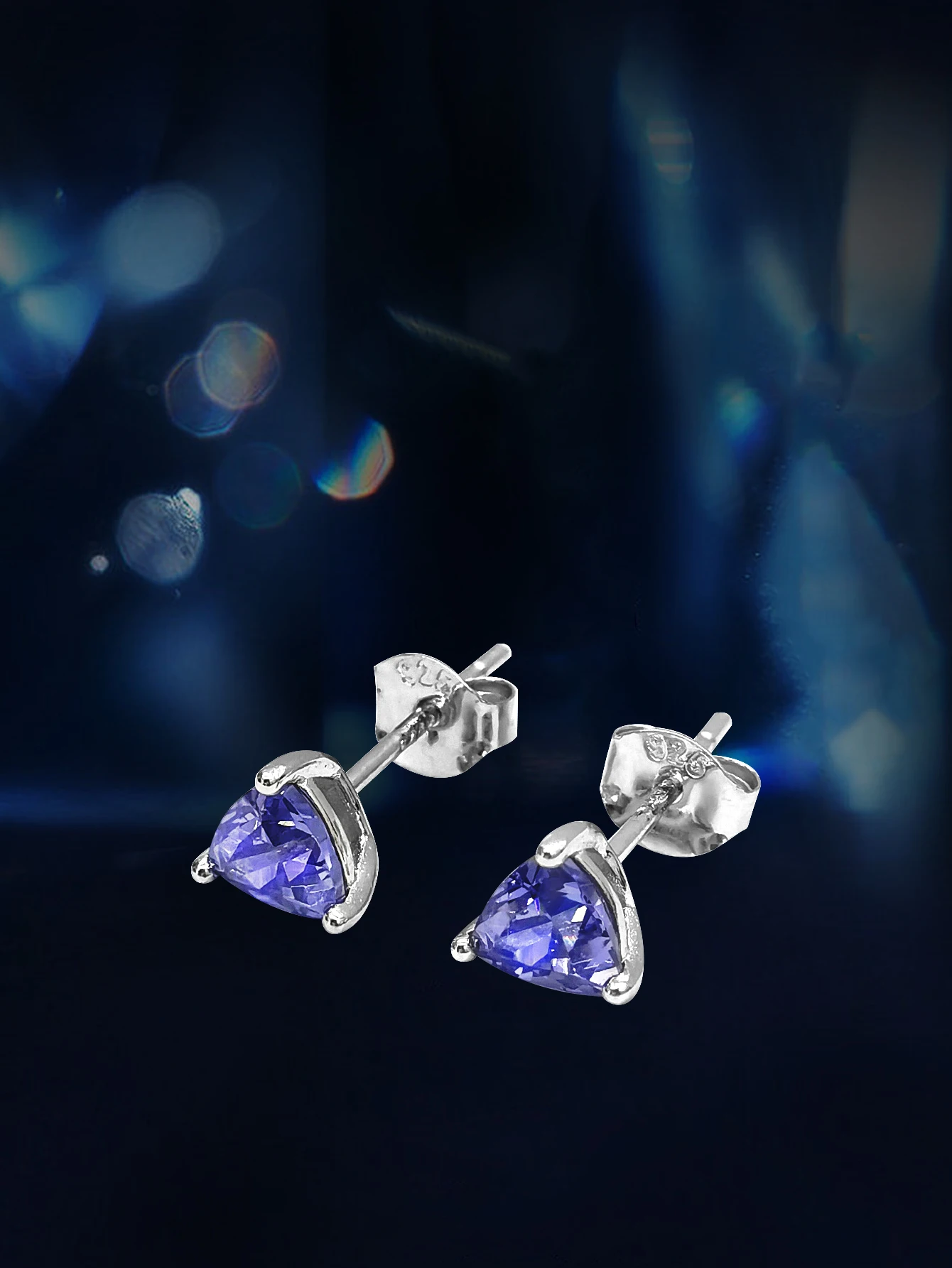 Trillion Cut Earring Tanzanite Stud Earring for Women 925 Sterling Silver Earrings Engagement Birthday Gift New 2024