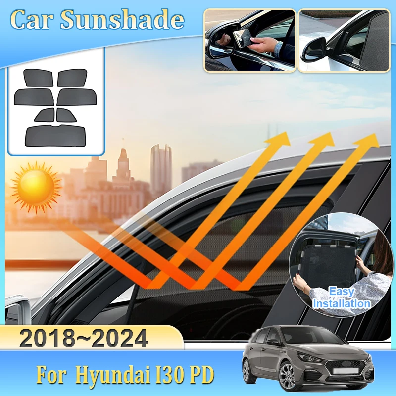 

Магнитный солнцезащитный козырек для Hyundai I30 PD Hatchback 2018-2024, анти-УФ-автомобильная сетка, солнцезащитный козырек, инструменты, блоки конфиденциальности, аксессуары для солнцезащитного козырька