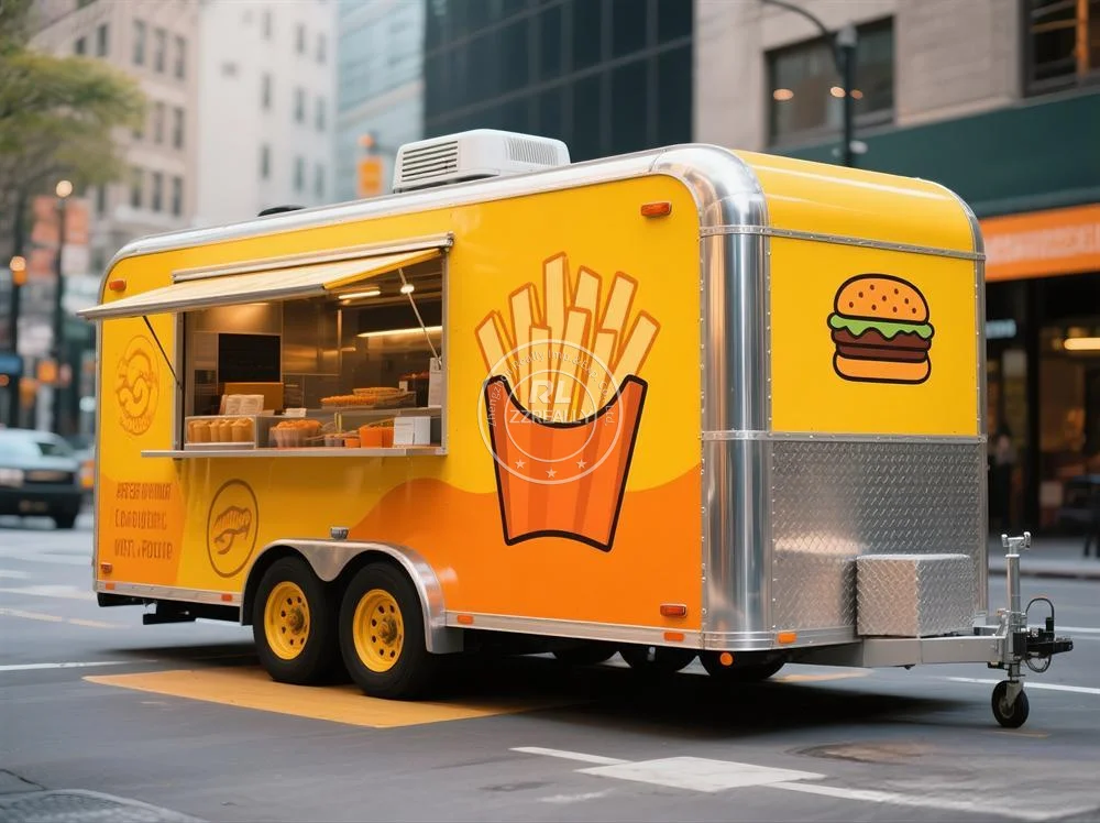 

Грузовик из нержавеющей стали, уличные закуски, киоск для пиццы, тележка для мороженого, мобильный прицеп для фаст-фуда