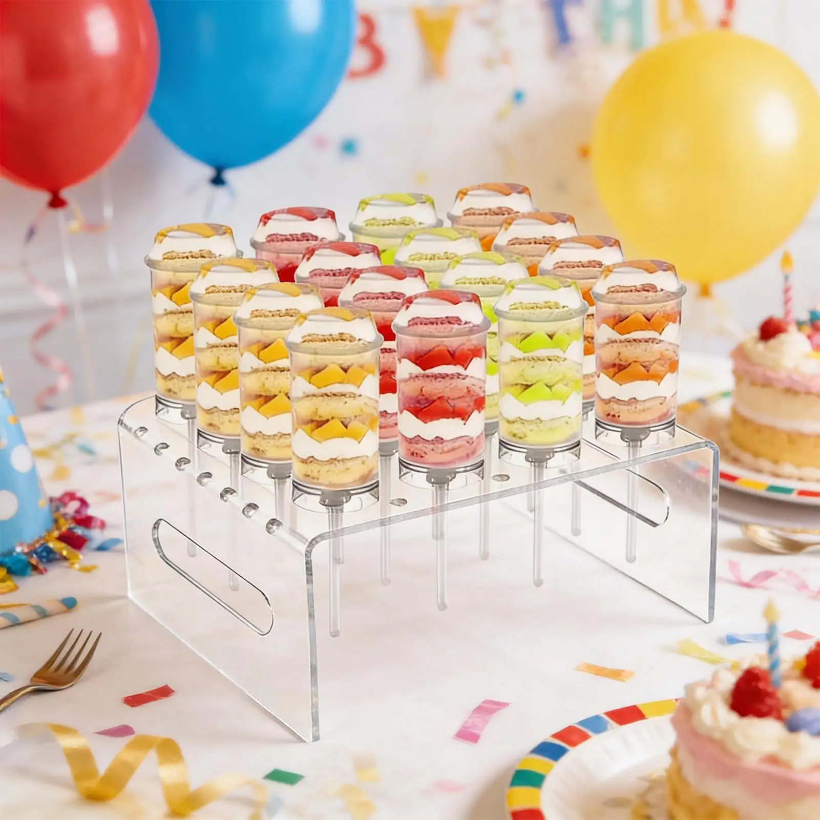 Cake Push Pop Containers Dessert Tubes Push Up Pop Containers with Stand & Lid for Home Dining Room Wedding Birthday Party view 3