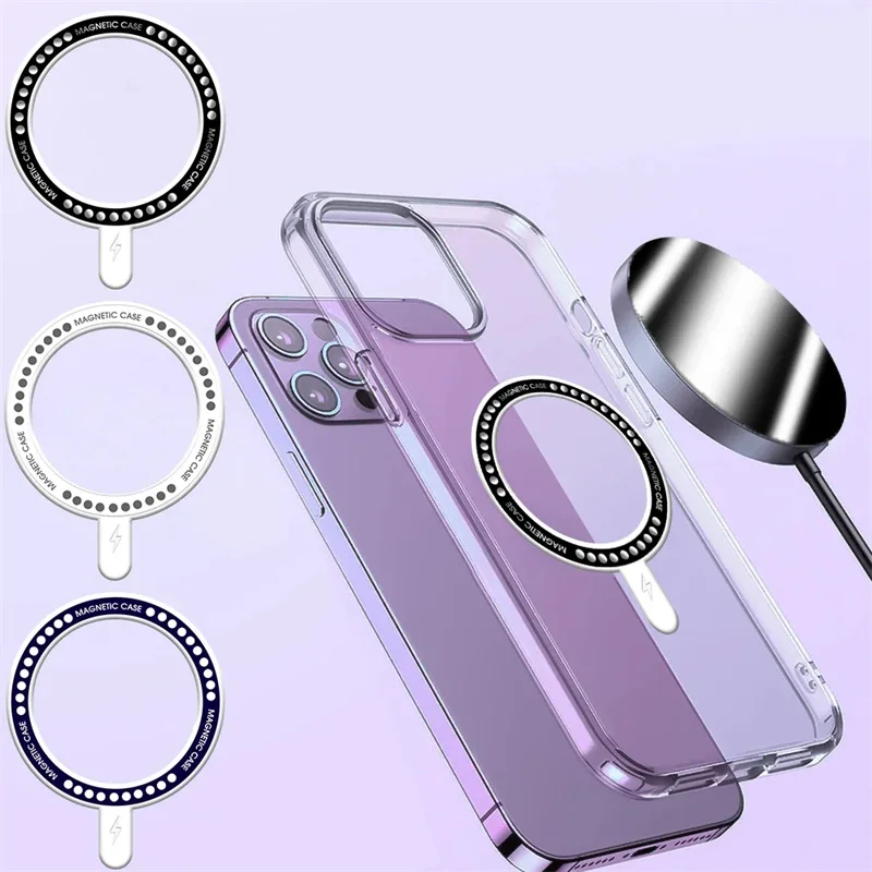 Wireless Charging Magnetic Sticker Rings For iPhone 15 14 13 12 Pro Max For Magsafe Magnet Sheet Car Holder Magnetic Patch