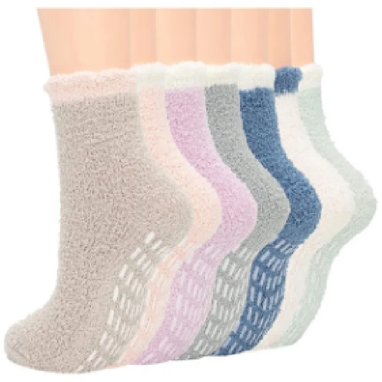 1PR Dispensing Non-Lint Women's 7-Color Twist Coral Velvet Winter Tube Socks Room Socks Non-Slip