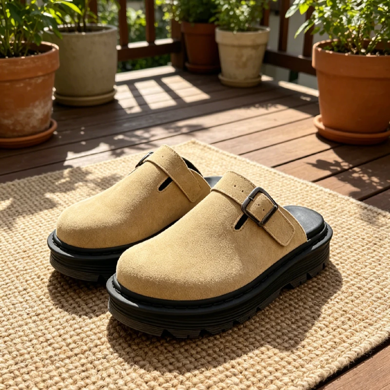 

Half Slippers for Men Casual Slippers Summer Non Slip Beach Shoes All Seasons Fashion Big Leather Men's Slippers Classic Clogs