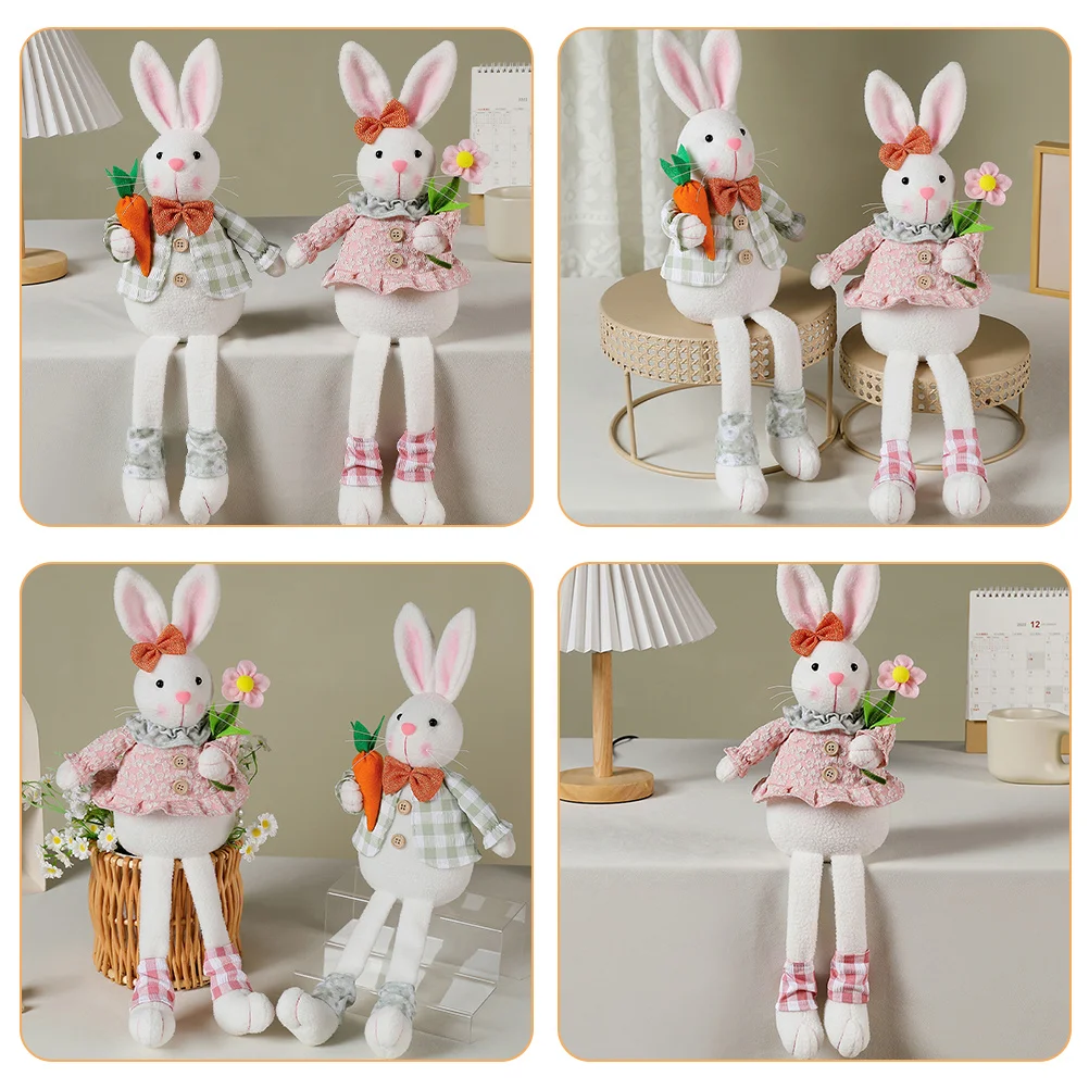 

Soft Easter Bunny Rabbit Decoration Adorable Rustic Stuffed Animal Home Table Sofa Desktop Easter Party Favor Ornament