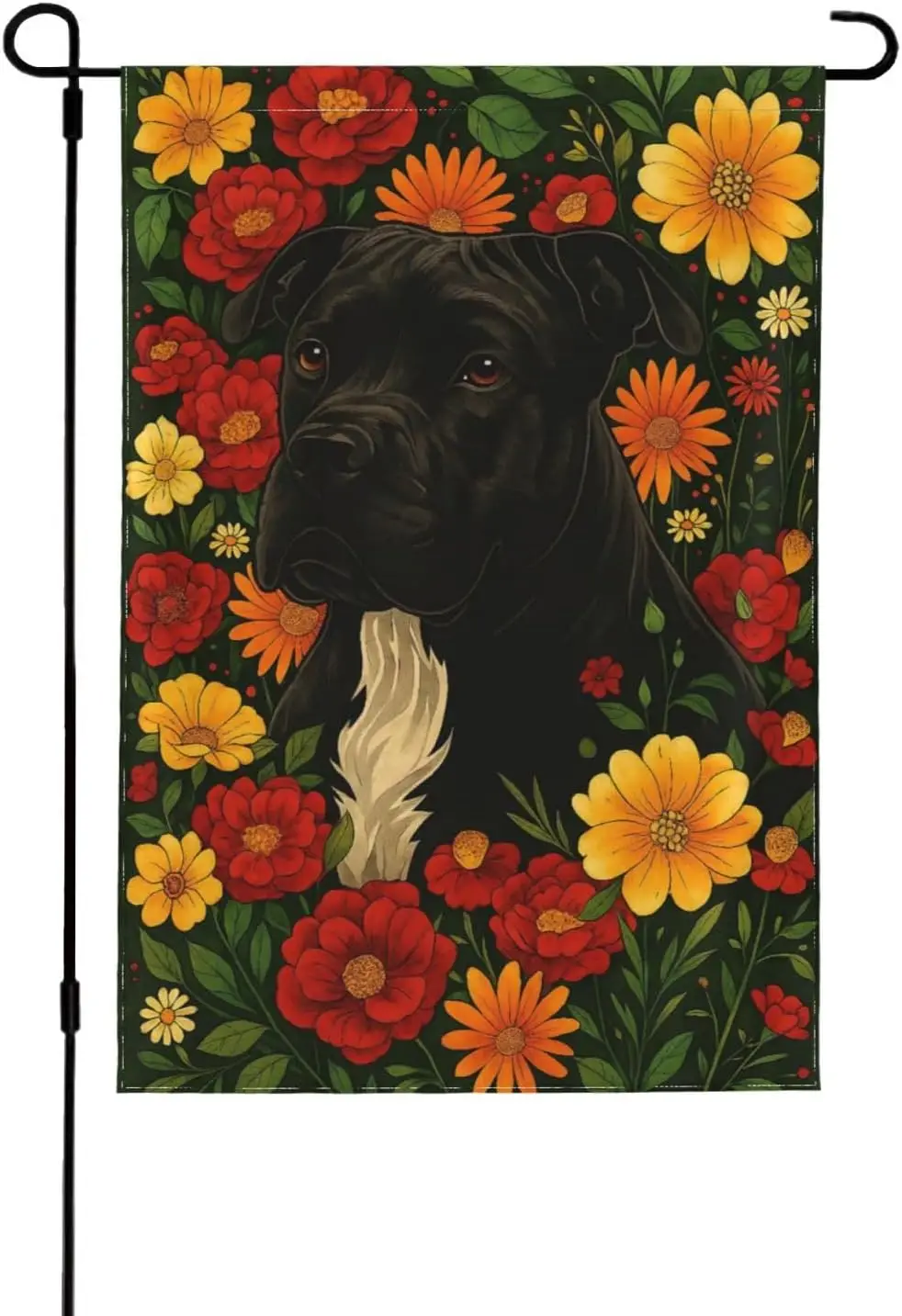 Black Pitbull In Pretty Garden Garden Flag Small Yard Flags For Outside, Christmas Easter Valentine'S Day Outdoor Decor, ZZM