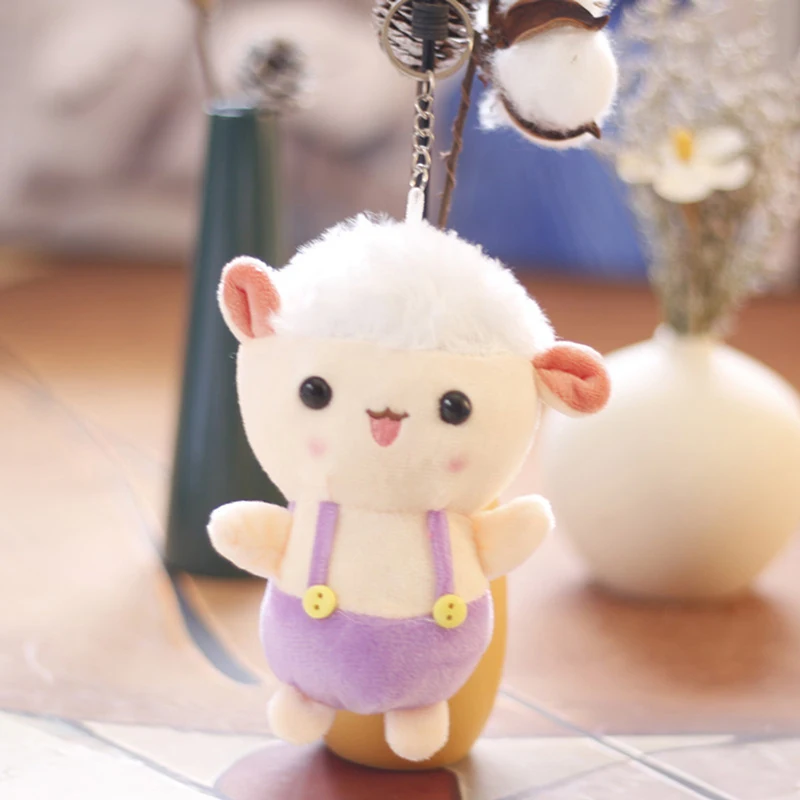 Sangle mignonne en forme de petit mouton pour femme, mini jouet en peluche, pendentif de sac d'agneau, porte-clés, cadeau féminin