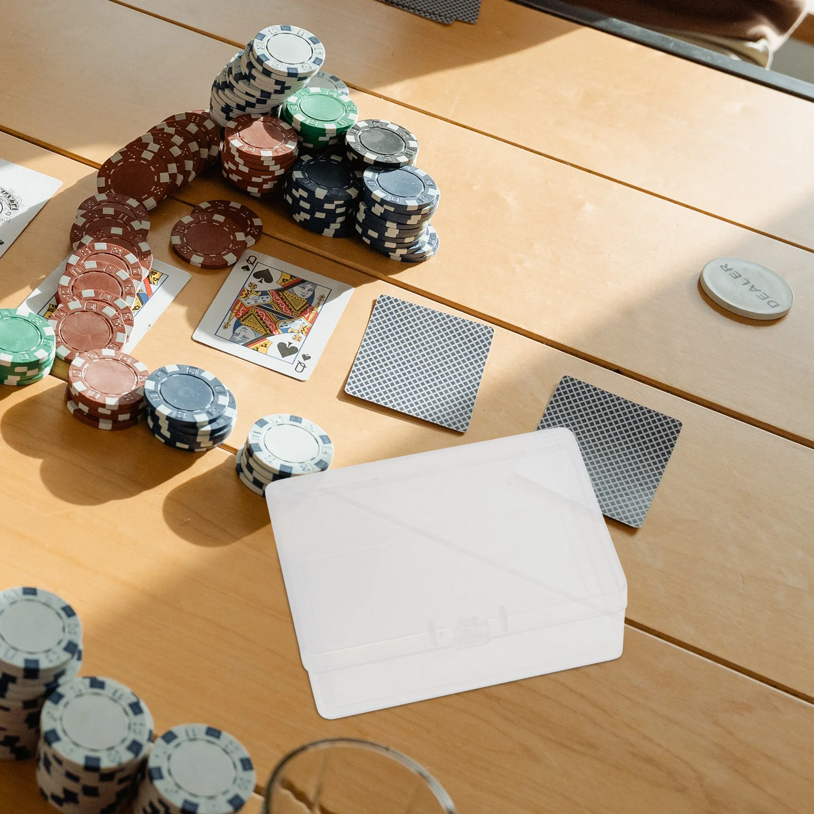 

3pcs Empty Transparent Card Storage Box For Poker Cards, Clear Plastic Playing Card Case With Lid, Small Parts Organizer,