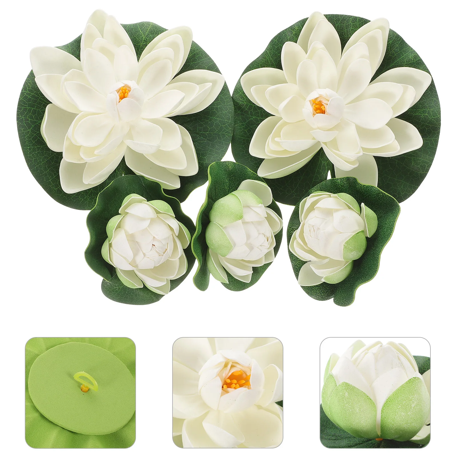 

Artificial Floating Lotus and Water Lilies for Pool Decor Outdoor Garden Wedding Enhancement with Realistic Leaves