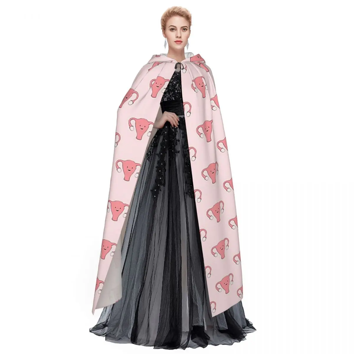 Uterus Series - Happy Womb Day Long Hooded Cloak Witch Medieval Costume Cosplay Cape HalloweenVampire Adult Unisex - view 4
