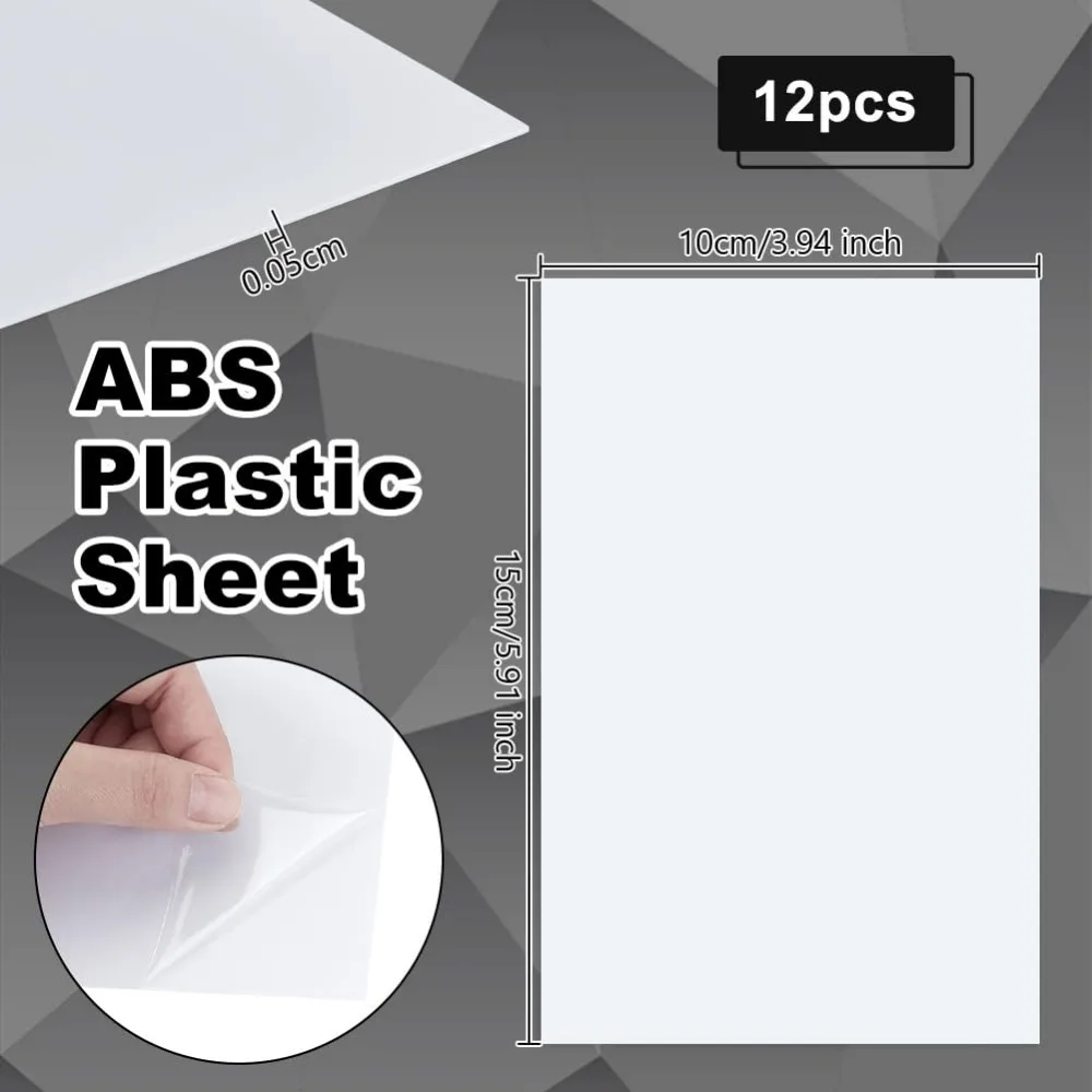 12 Sheets White ABS Plastic Sheet 5.9x3.9 Inch ABS Plastic Panel 0.5mm Thick Hard Plastic Sheet Polystyrene Flexible Plastic