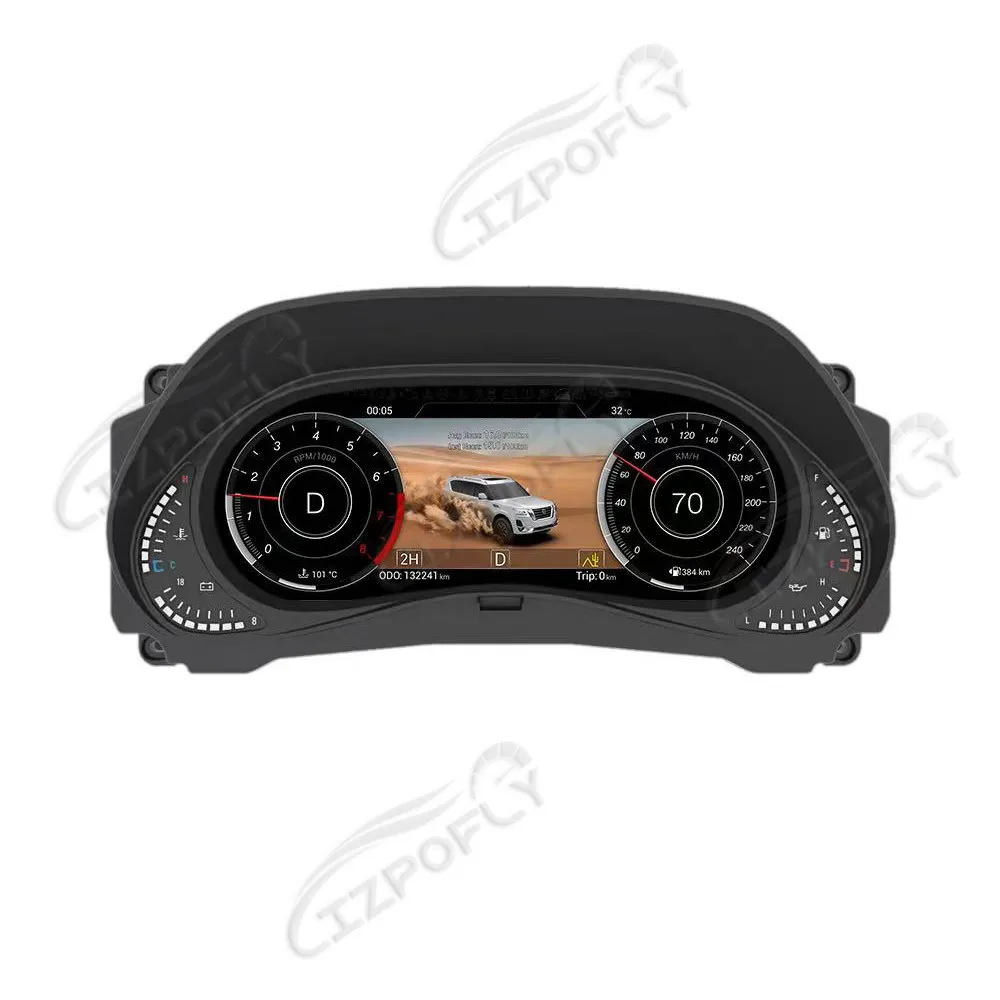 Car Dashboard For Nissan Patrol Y62 2010-2021 LCD Speedometer Digital Cluster Virtual Cockpit Instrument Display Panel GPS Linux
