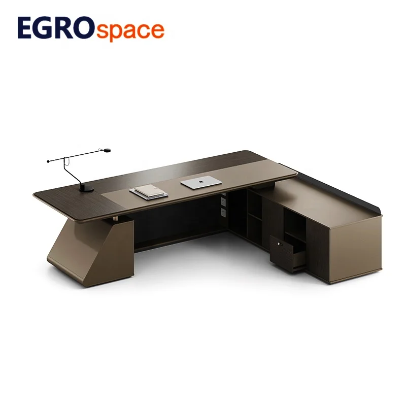 

Modern Furniture Conference Manager L Shape Organizer Elegant Office Veneer Executive Desk