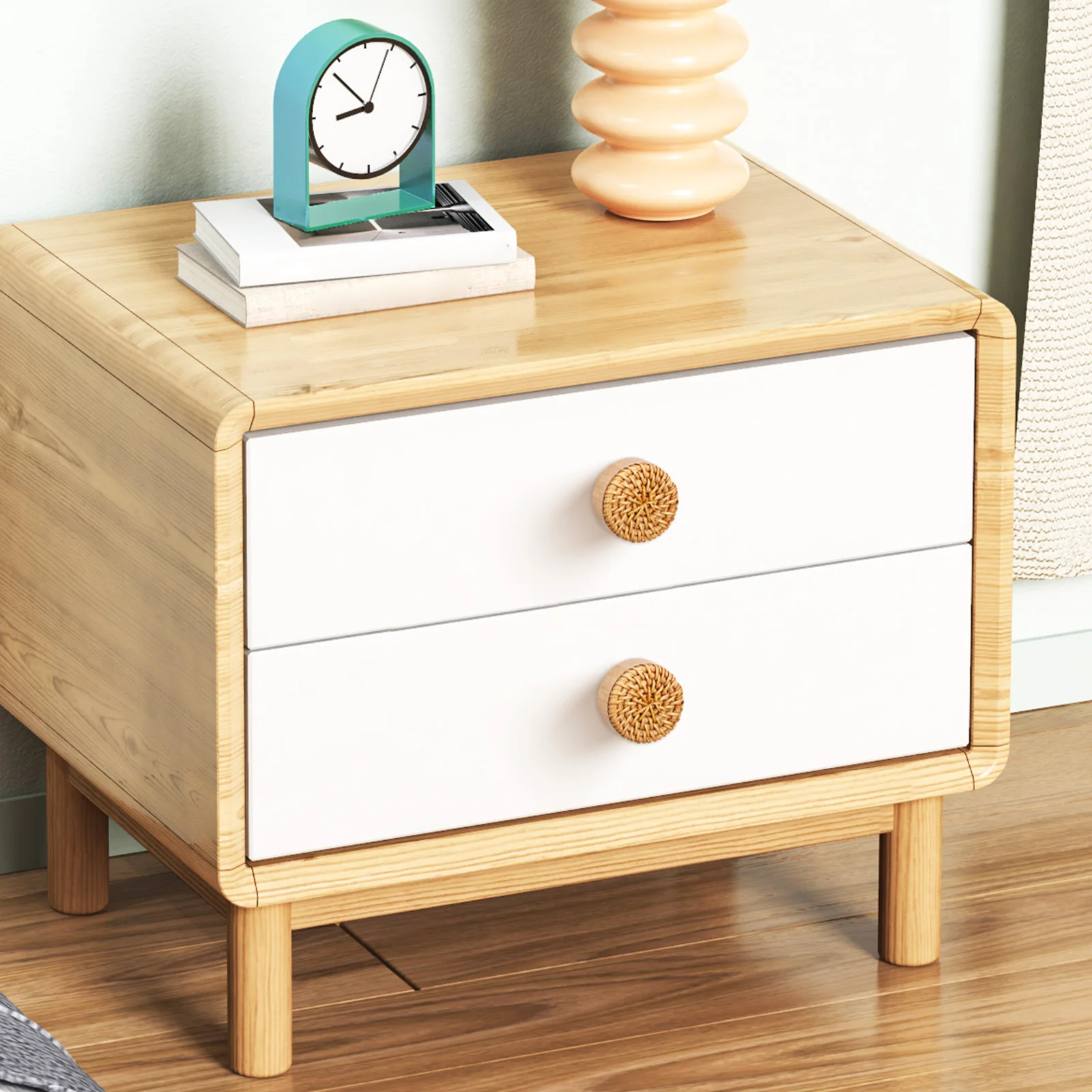 

8pcs Rattan Woven Drawer Knobs Wood Cabinet Door Handles Round Furniture Pulls Rustic Dresser Knobs Farmhouse Style Woven Wood