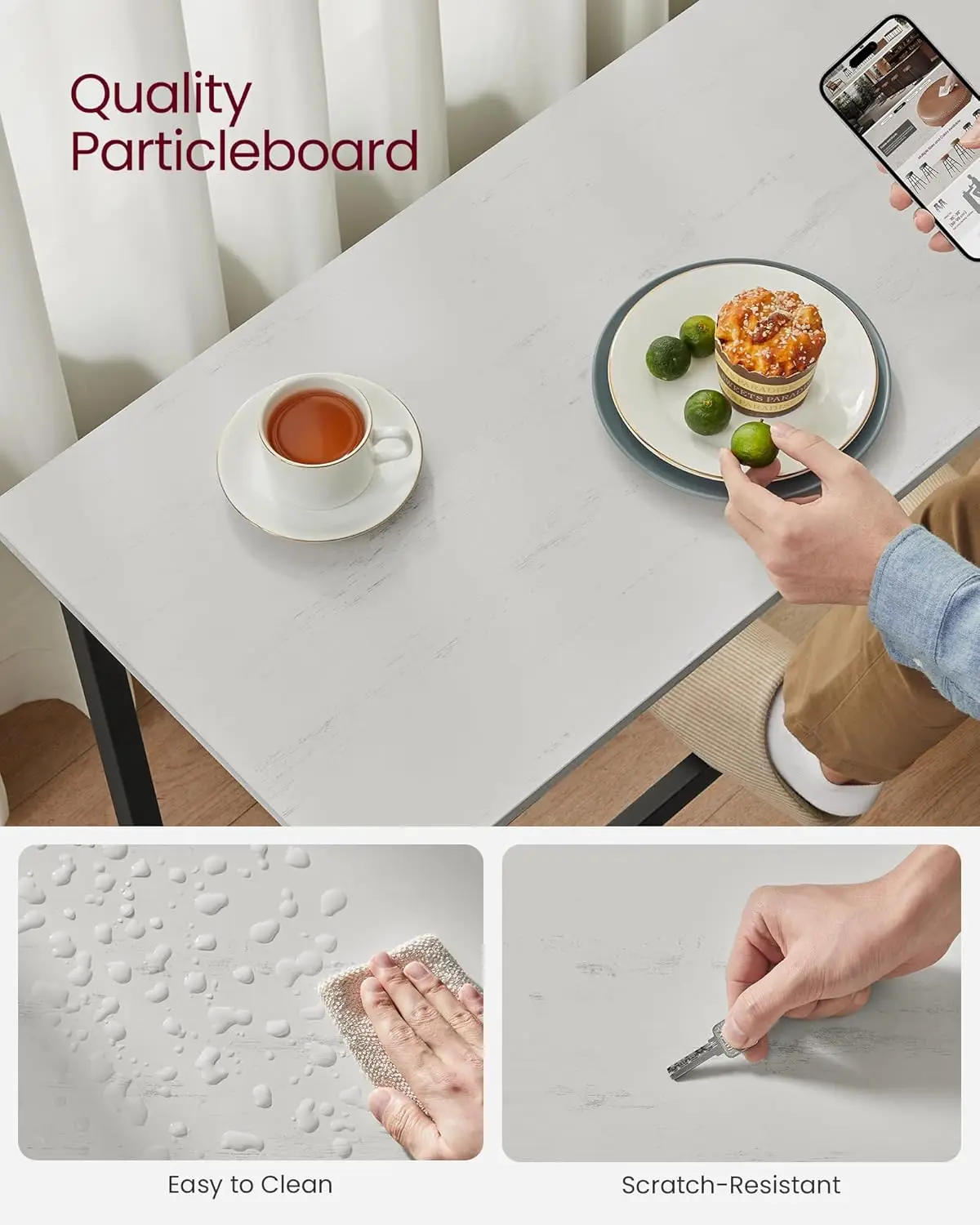 Vasagle Bar Table, Narrow Long Bar Table, Kitchen Dining Table, High Pub Table, Sturdy Metal Frame, Industrial Design, 15.7 X