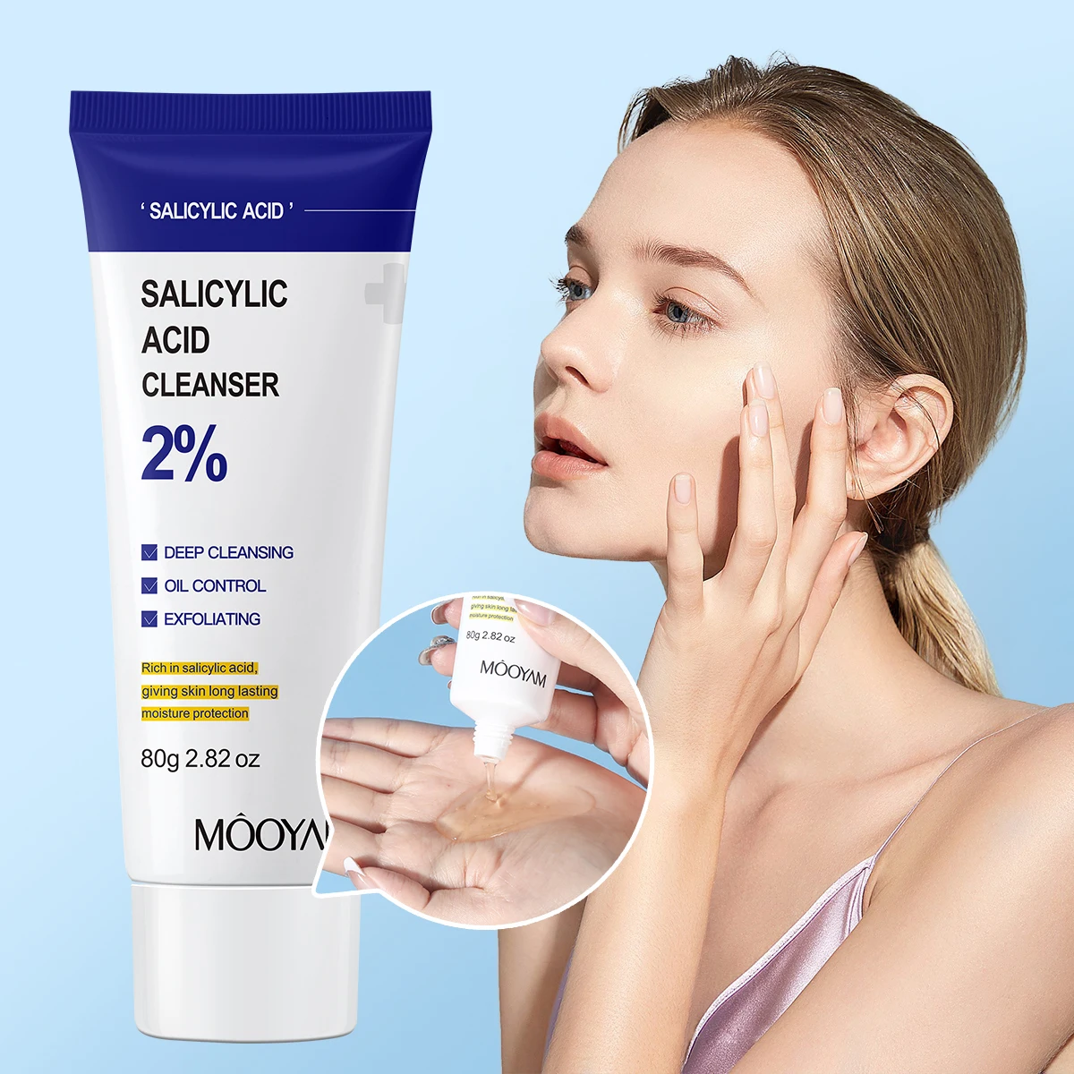 

Salicylic Acid Facial Cleanser Deep Cleaning Moisturizing Face Wash Daily Face Cleaning Korean Skincare Product