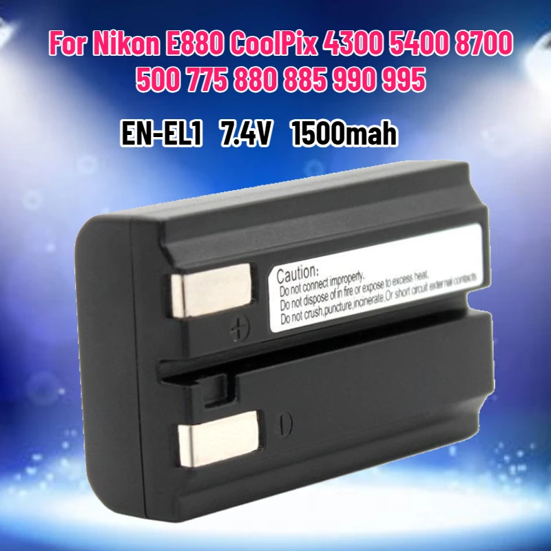 

EN-EL1 7.4V 1500mah Battery for Nikon E880 CoolPix 4300 5400 8700 500 775 880 885 990 995 Camera Battery