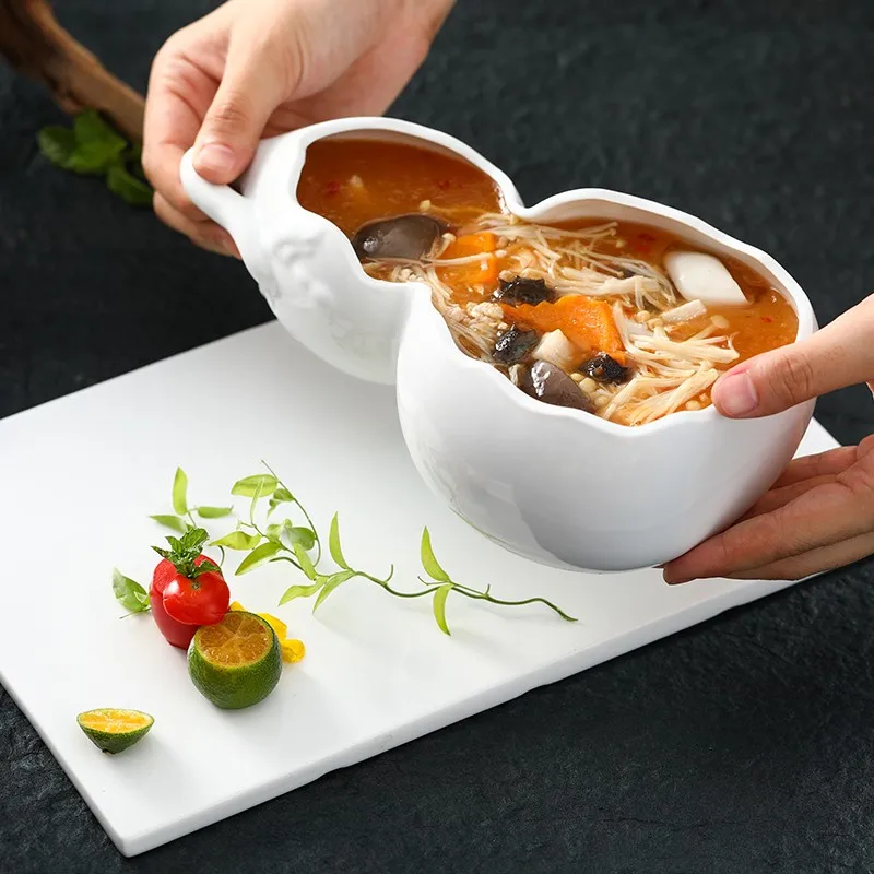 Hotel creative tableware cooking gourd shaped soup bowl cold dishes dish decoration artistic conception dish ceramics