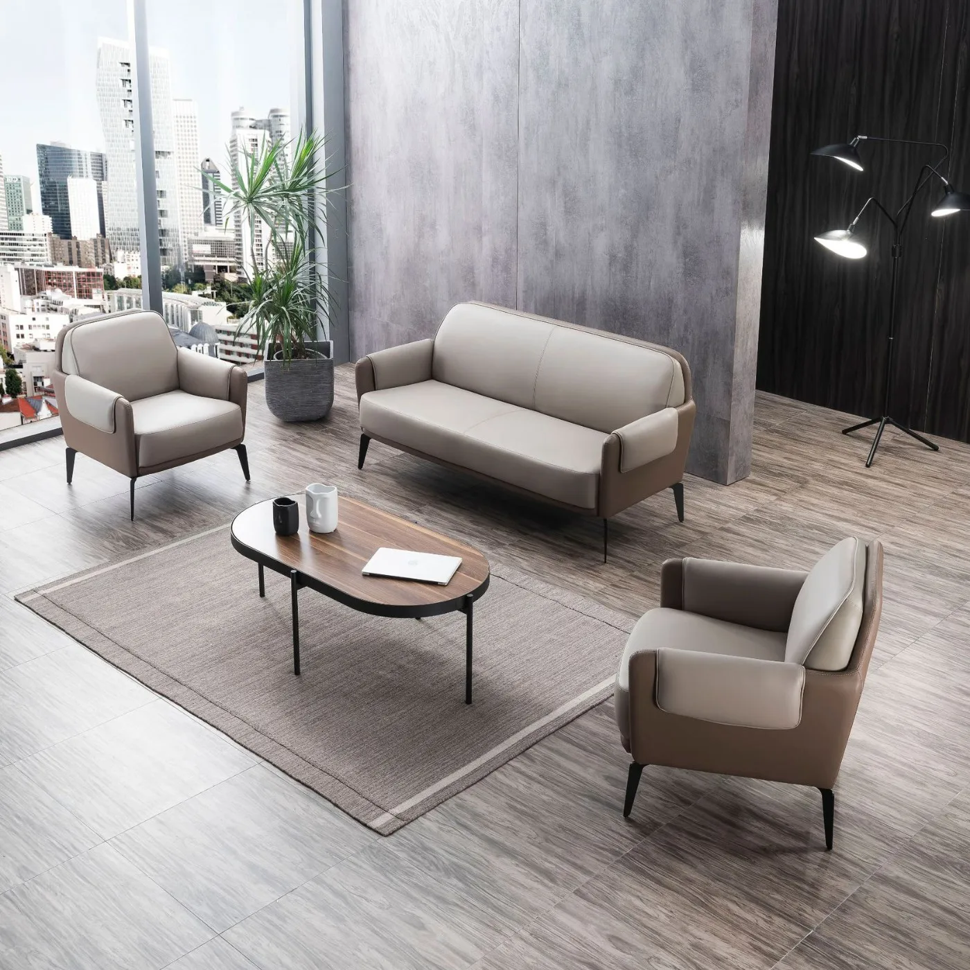 

！@Business reception office furniture Reception area leisure office sofa modern sectional sofa Office sofa and coffee table set