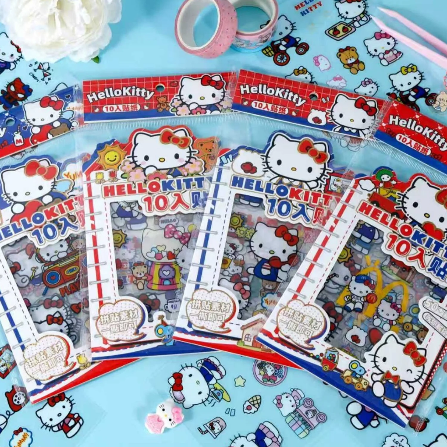 

Kitty Red And Blue Series Cartoon Stickers High Beauty Girl Heart Fun Handmade Diy Scene Stickers A Gift For My Girlfriend