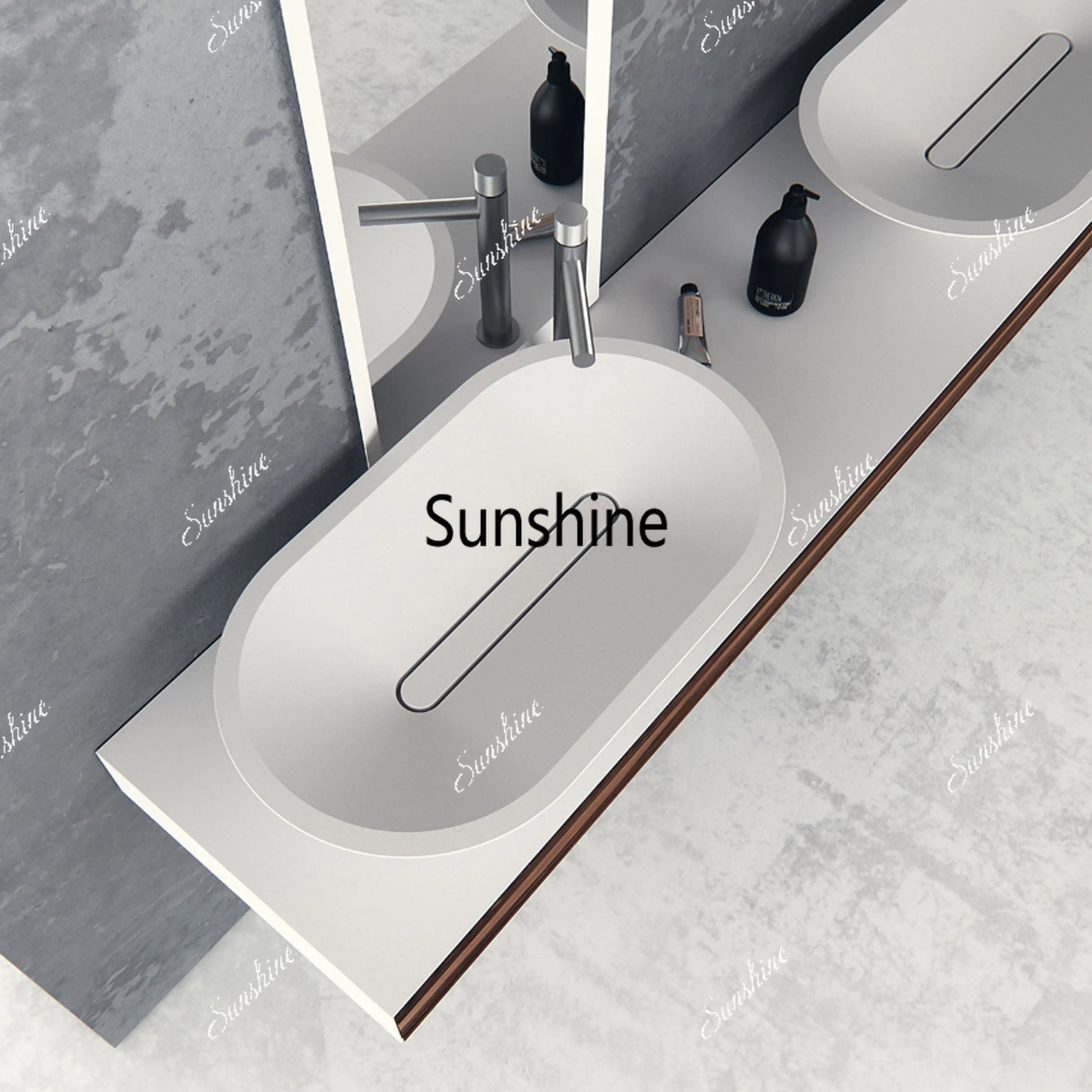 The integrated integrated column and seamless washbasin stand combine with a simple and modern upper and lower combination